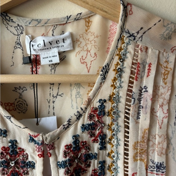 NWT VELVET GRAHAM SPENCER | Tawni Embroidered Tunic MIDI dress | xs - Picture 11 of 13